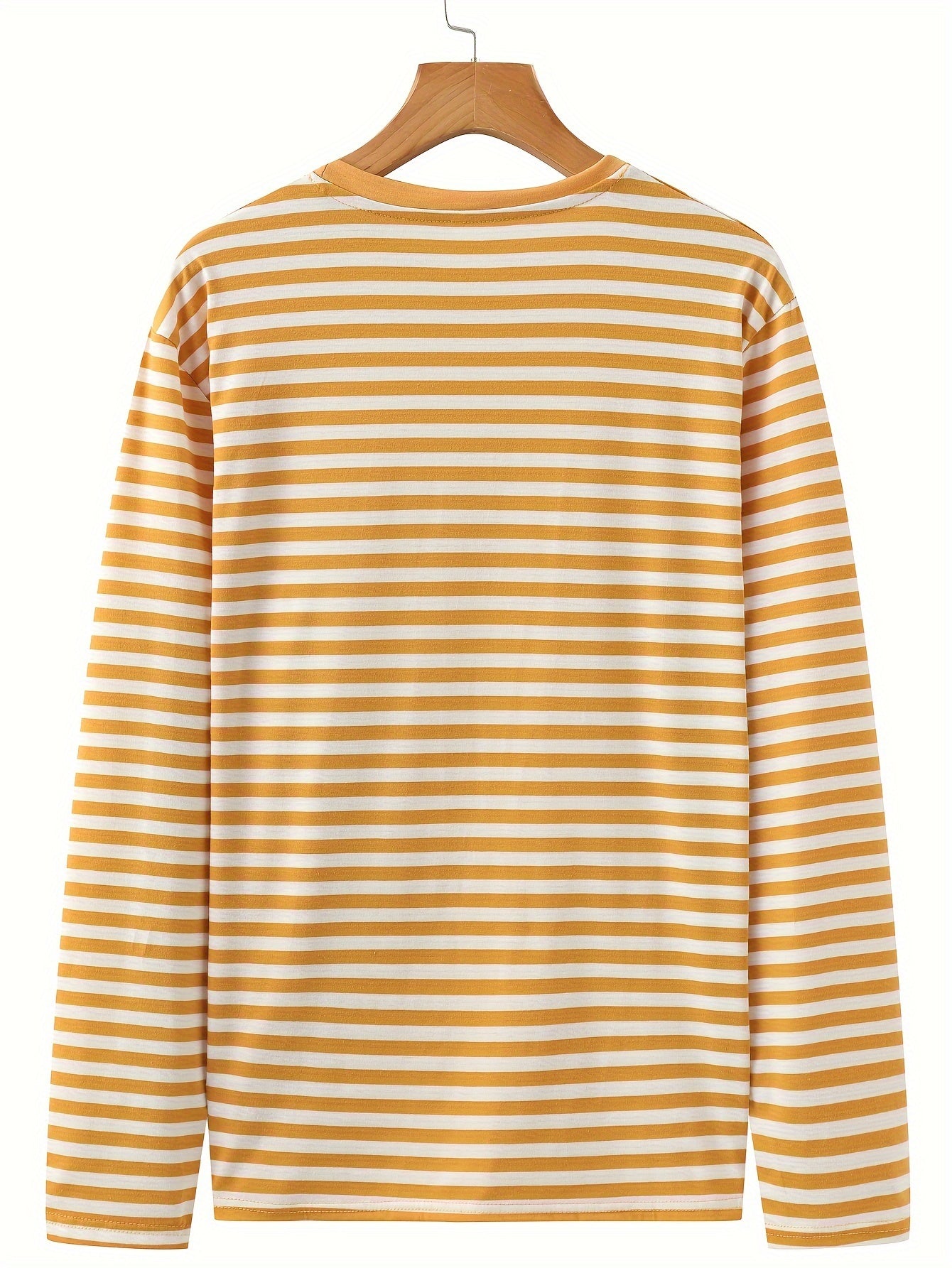 T-shirt à manches longues rayé col rond bleu et blanc pour homme