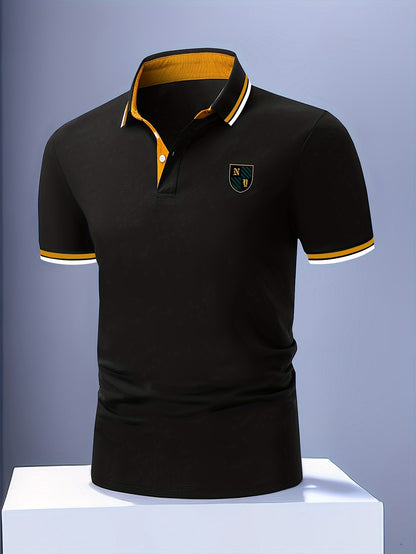 Polo décontracté pour homme style universitaire, col élégant, manches courtes, idéal pour l'été