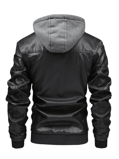 Blouson aviateur homme marron avec capuche amovible et doublure chaude