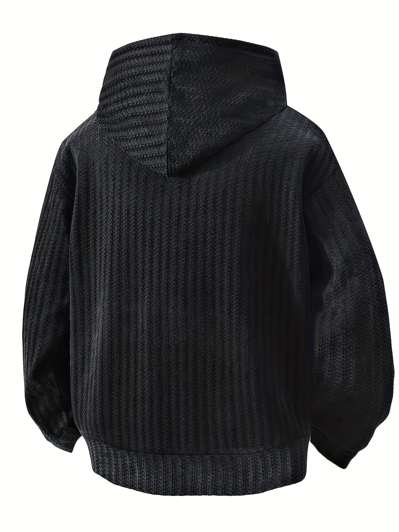Sweat à Capuche Texturé Noir Oversize avec Poche Kangourou pour Homme