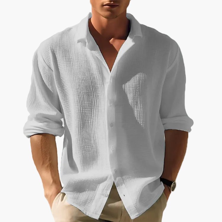 Chemise décontractée homme à manches longues style estival pour tenues urbaines et vacances