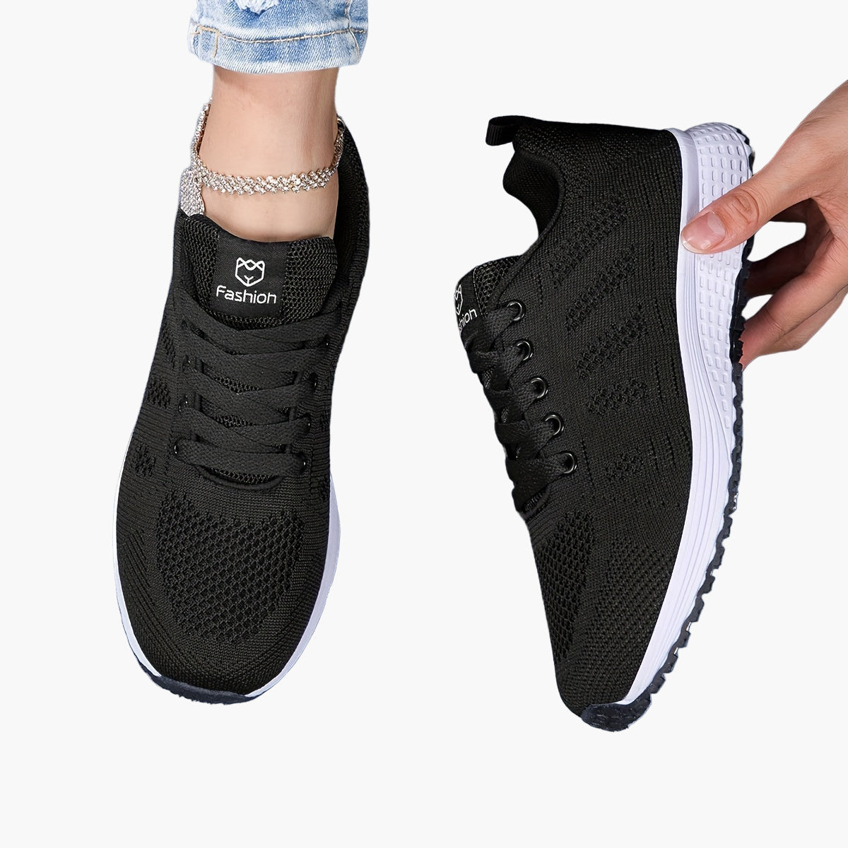 Damesports-sneakers med komfort til gåture og fitness i afslappet stil