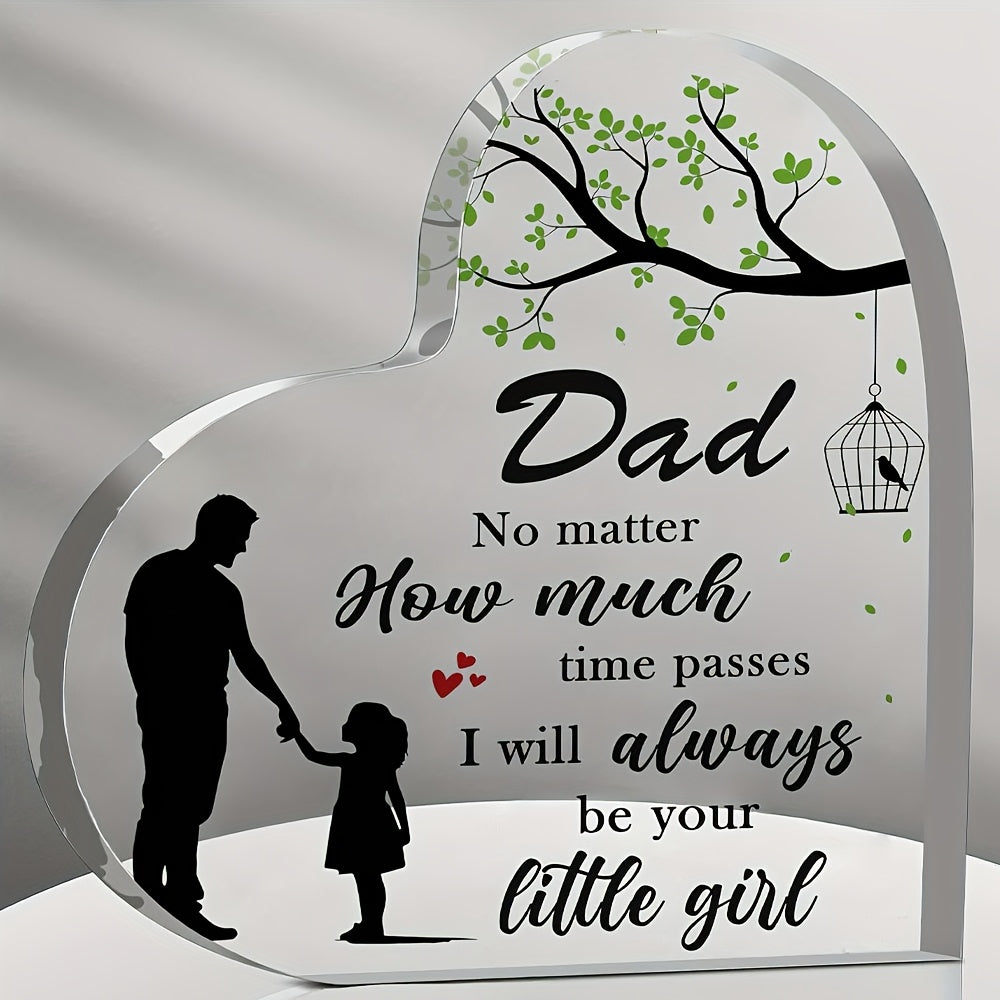 Regalo decorativo per papà – Targa a forma di cuore con messaggio emozionale per figlia, stile moderno, ideale per la Festa del Papà o compleanno