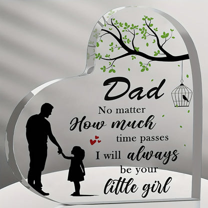 Regalo decorativo per papà – Targa a forma di cuore con messaggio emozionale per figlia, stile moderno, ideale per la Festa del Papà o compleanno