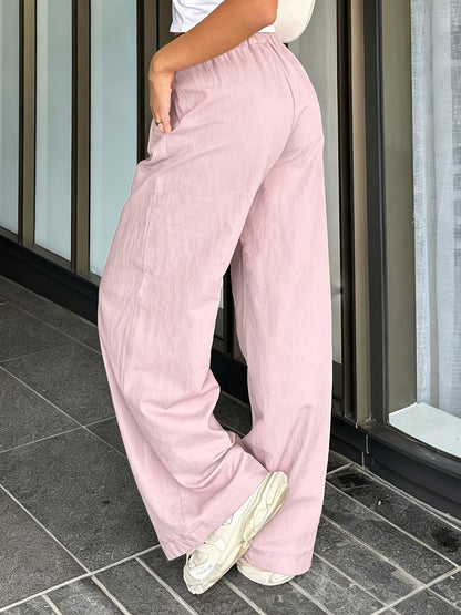 Pantalon large décontracté femme taille haute à jambes droites pour look urbain chic