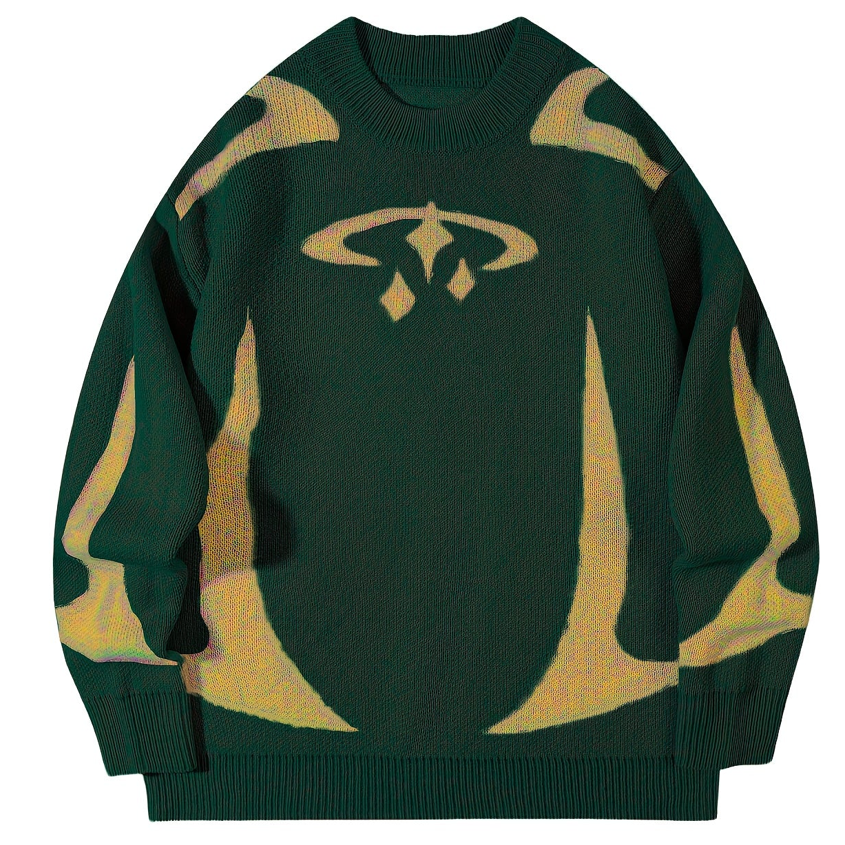Pull en maille unisexe à motifs abstraits et col rond
