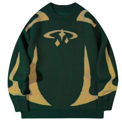 Pull en maille unisexe à motifs abstraits et col rond