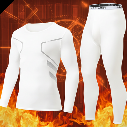 Ensemble Homme Thermique 2 Pièces Manches Longues et Legging Sport Couleur Unie