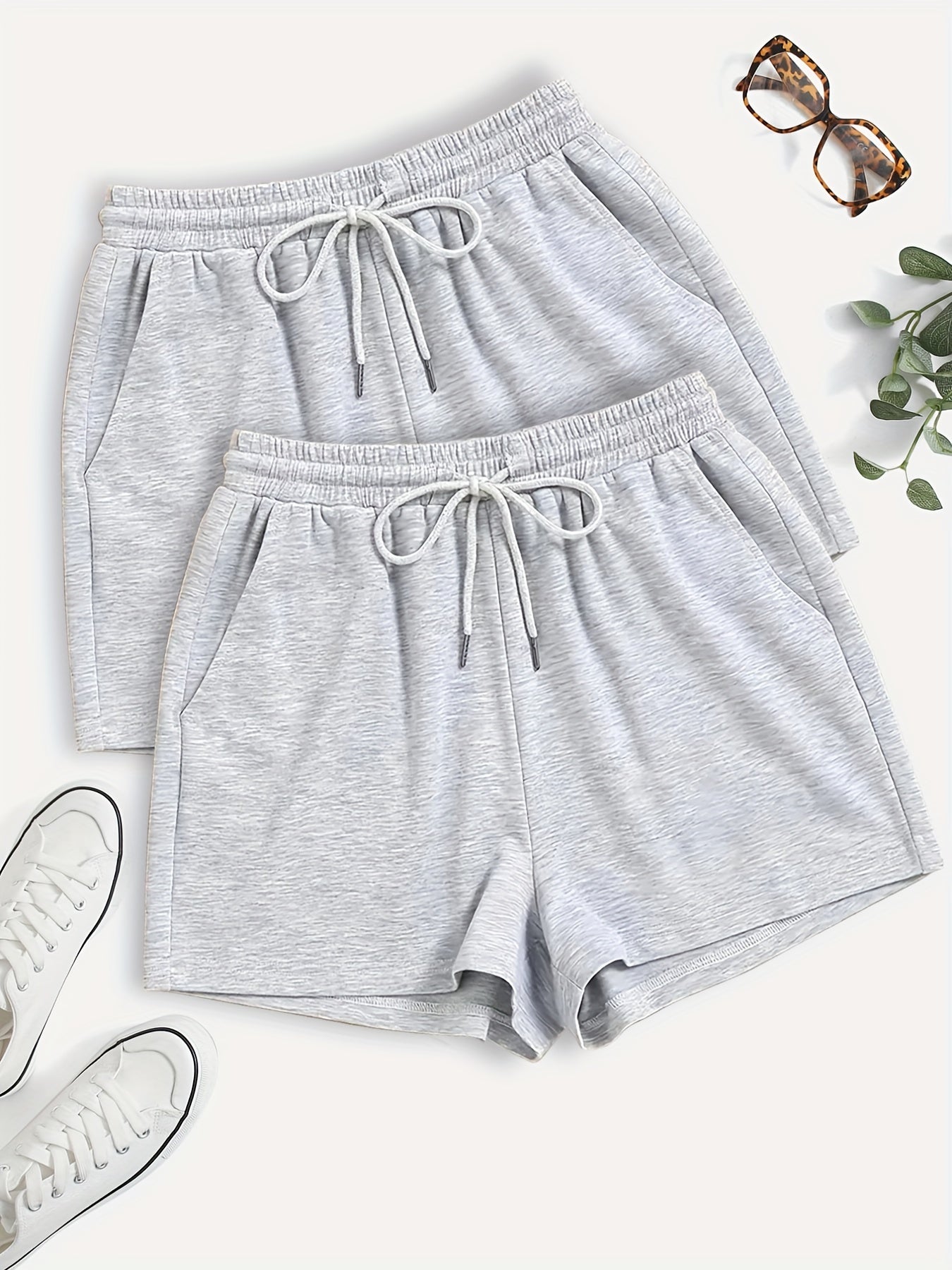 Short de sport décontracté pour femme avec taille élastique et cordon, idéal pour l'été et les loisirs
