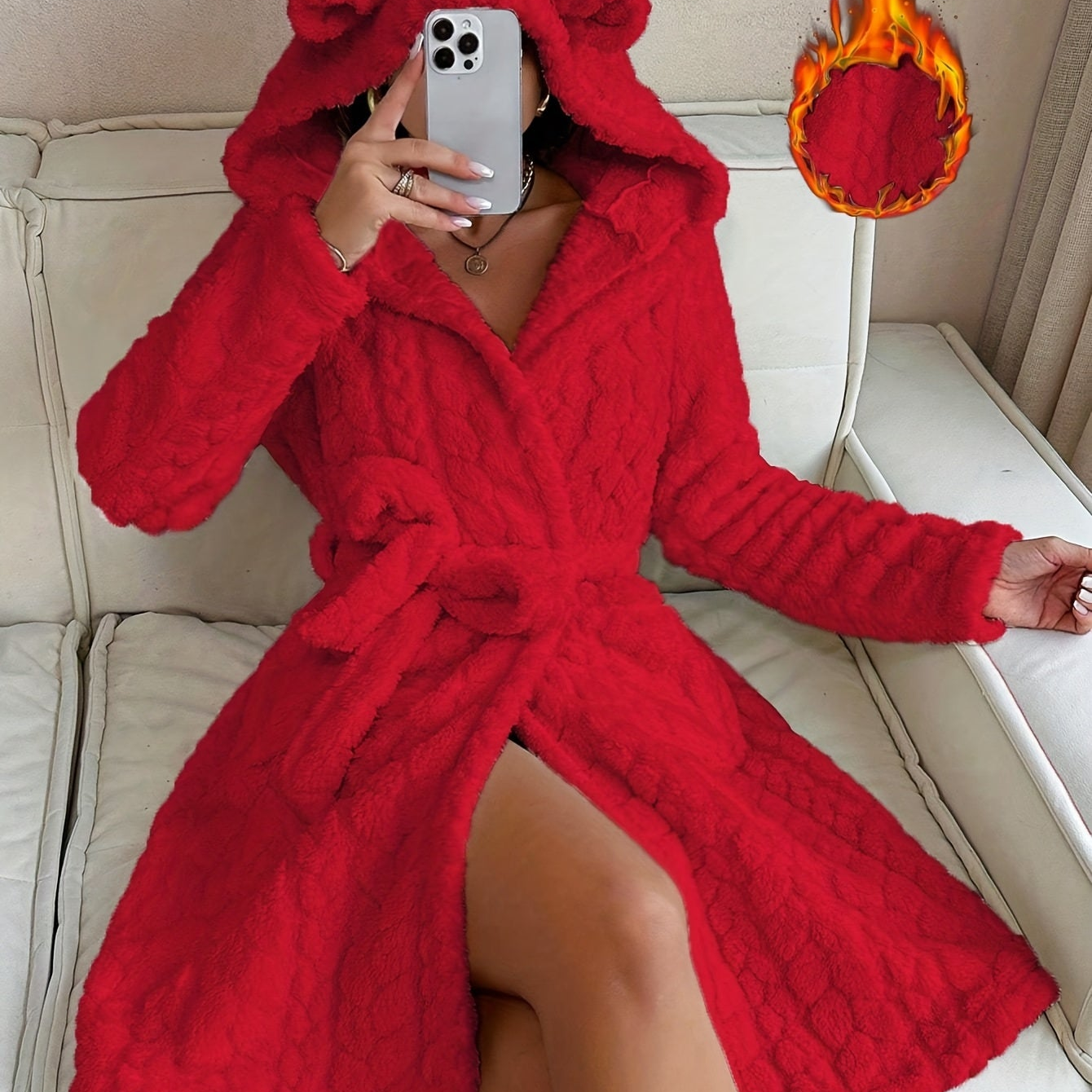 Robe de Chambre Femme à Capuche Ourson Douce Lavande