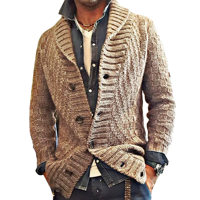 Gilet Cardigan à Col Châle Style Vintage pour Homme - Élégance Décontractée et Polyvalente