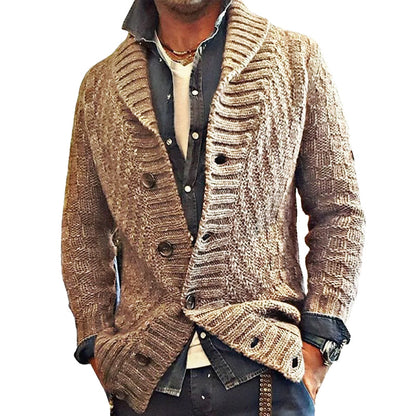 Gilet Cardigan à Col Châle Style Vintage pour Homme - Élégance Décontractée et Polyvalente