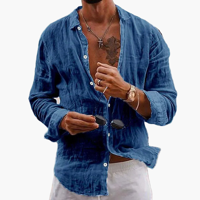 Chemise décontractée à col classique pour homme, manches longues, style élégant et polyvalent