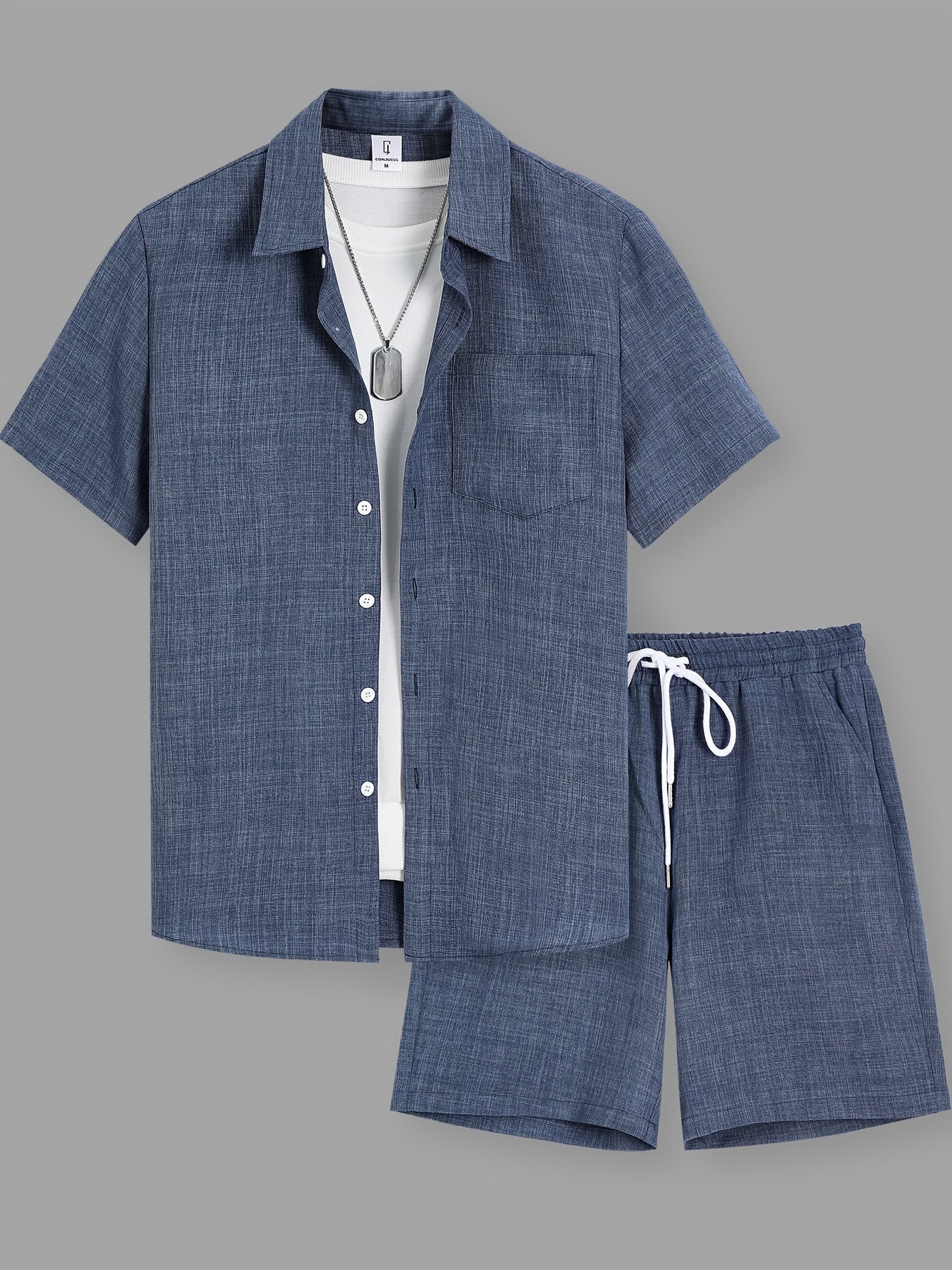 Ensemble décontracté pour homme – chemise à manches courtes et short, style urbain estival