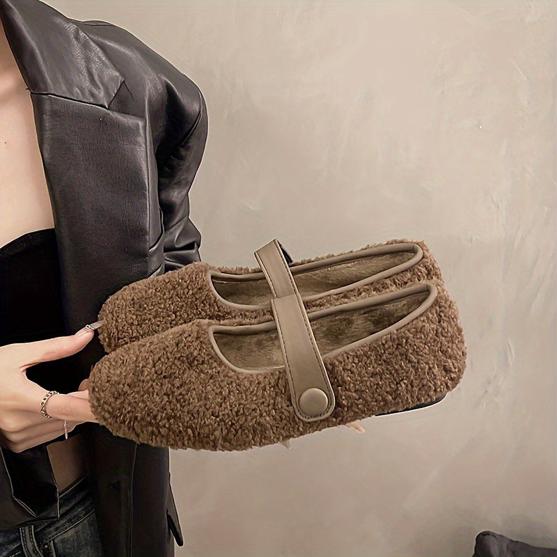 Ballerines Mary Jane douces pour femme, couleur unie, style confortable