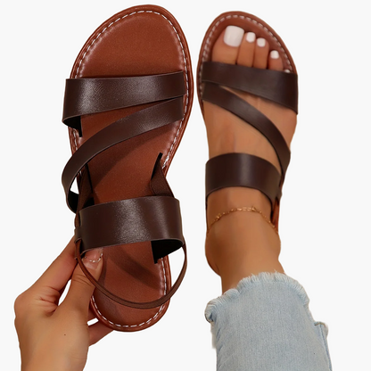 Sandales plates pour femme style décontracté à brides croisées idéales pour l'été