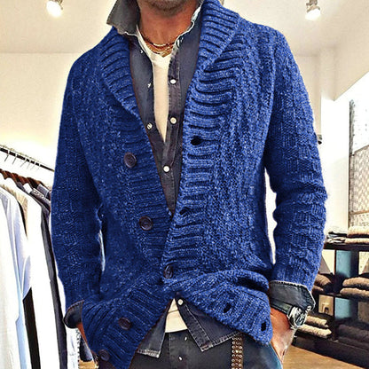 Gilet Cardigan à Col Châle Style Vintage pour Homme - Élégance Décontractée et Polyvalente