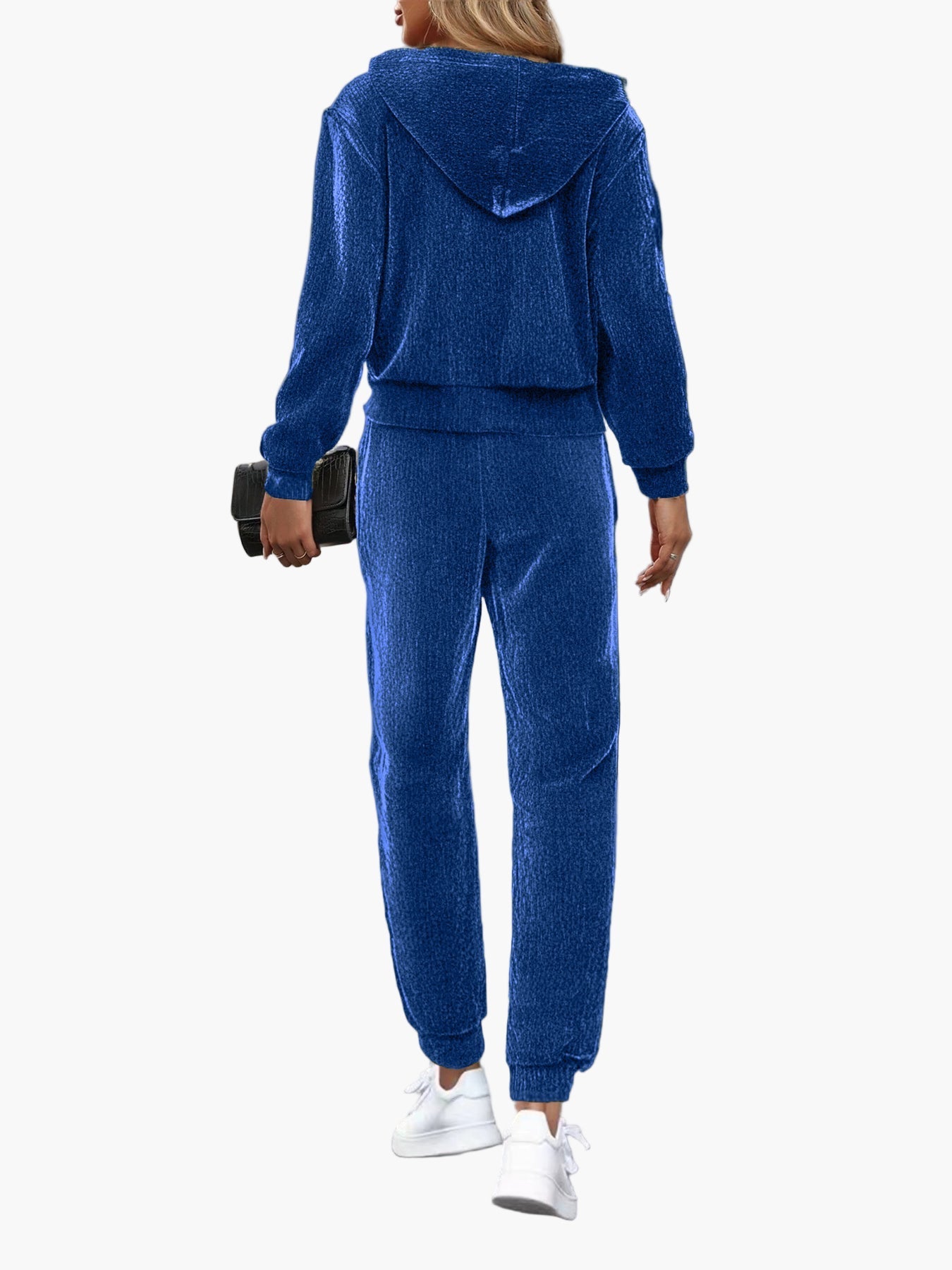 Tuta casual da donna con cappuccio stile sportivo per autunno e inverno