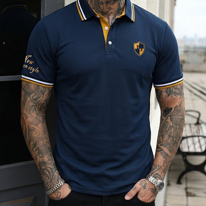 Polo décontracté pour homme style universitaire, col élégant, manches courtes, idéal pour l'été