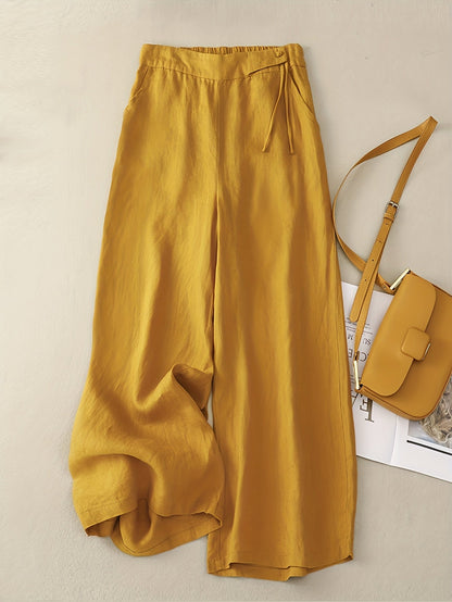 Pantalon large taille haute femme style élégant pour printemps et été