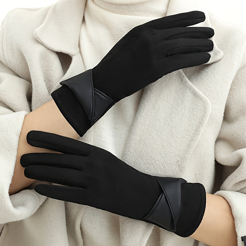 Gants Femme Hiver Chauds avec Manchette Décorative Multicolore