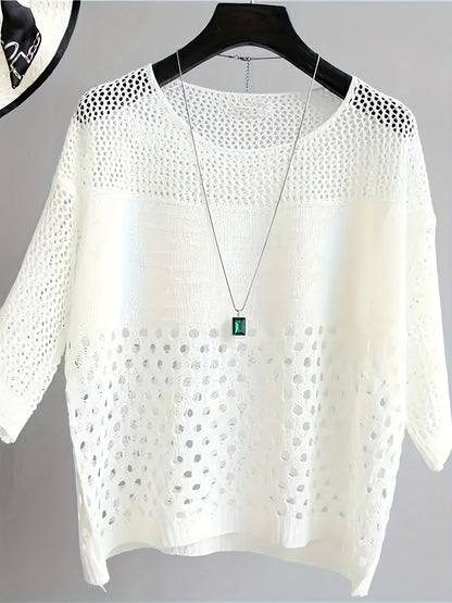 Dames top Boheemse stijl Casual met opengewerkte chique breisels