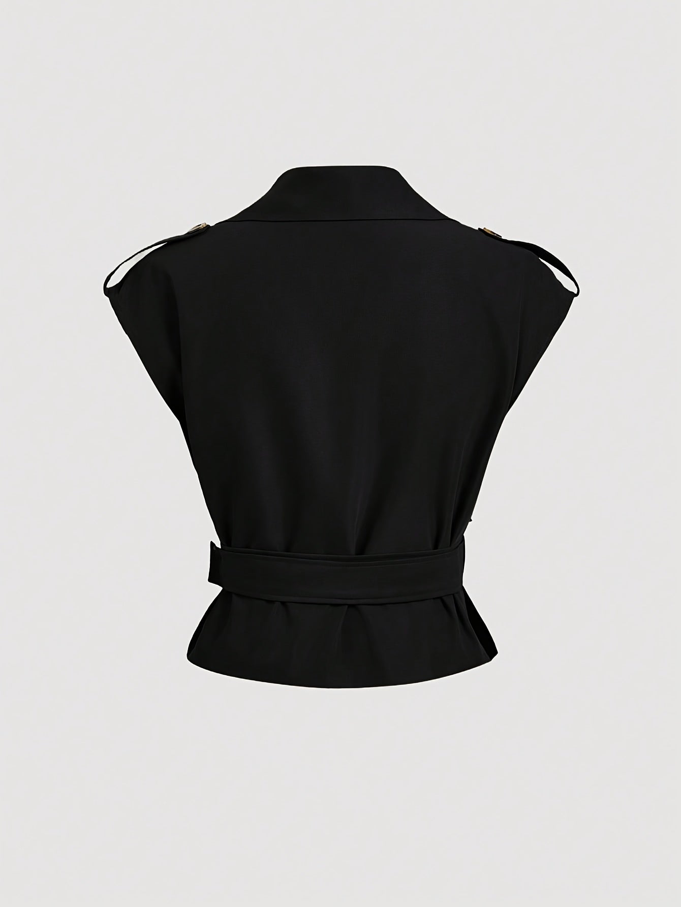 Gilet sans manches élégant ceinturé à boutons pour femme - Style chic printemps/été