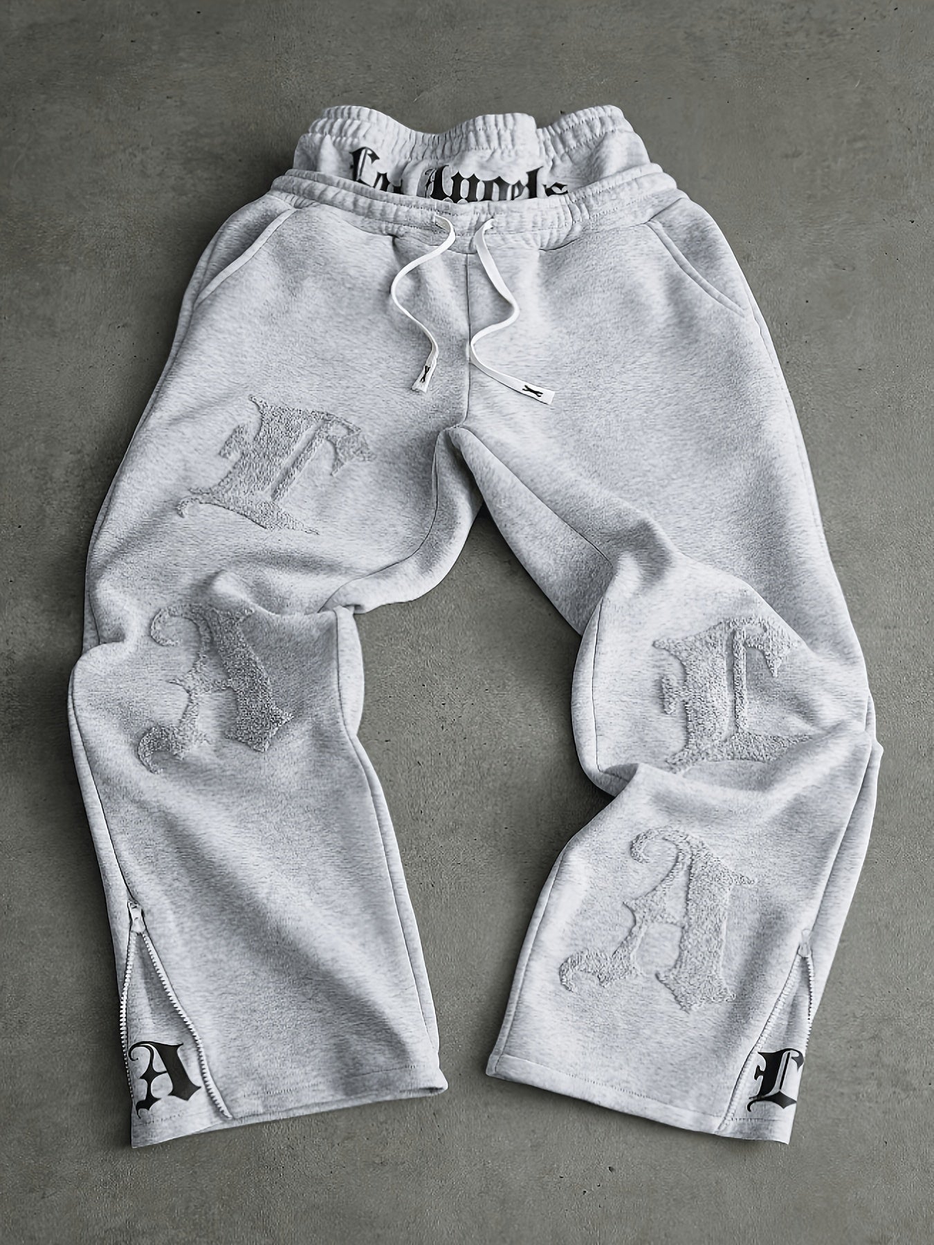 Pantalon de jogging ample brodé noir pour homme