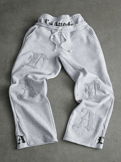 Pantalon de jogging ample brodé noir pour homme
