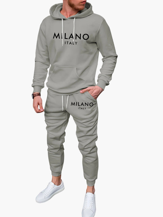 Herrhoodie och joggingset MILANO ITALY – Avslappnad urban stil sweatshirt och joggingbyxor