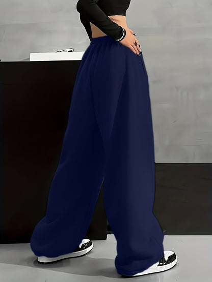 Pantalon large décontracté Femme avec imprimé phases de lune, taille élastiquée et poches