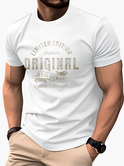 T-shirt Homme Casual Style Vintage Imprimé "Original Raw Denim" – Mode Quotidienne et Décontractée