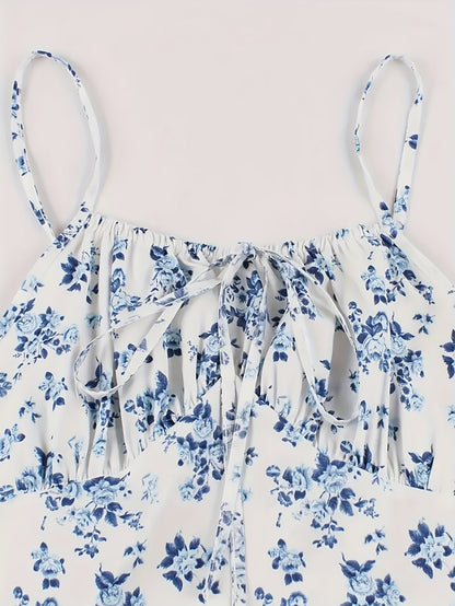 Robe mi-longue femme style champêtre à imprimé fleuri, élégante pour été et occasions décontractées