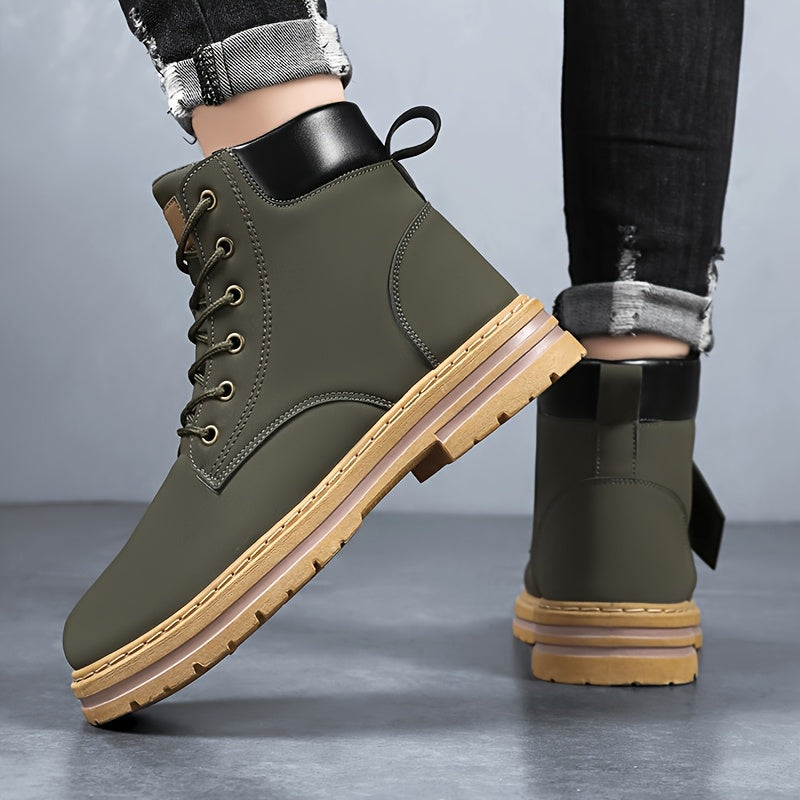 Bottes montantes homme lacets semelle contrastée style décontracté