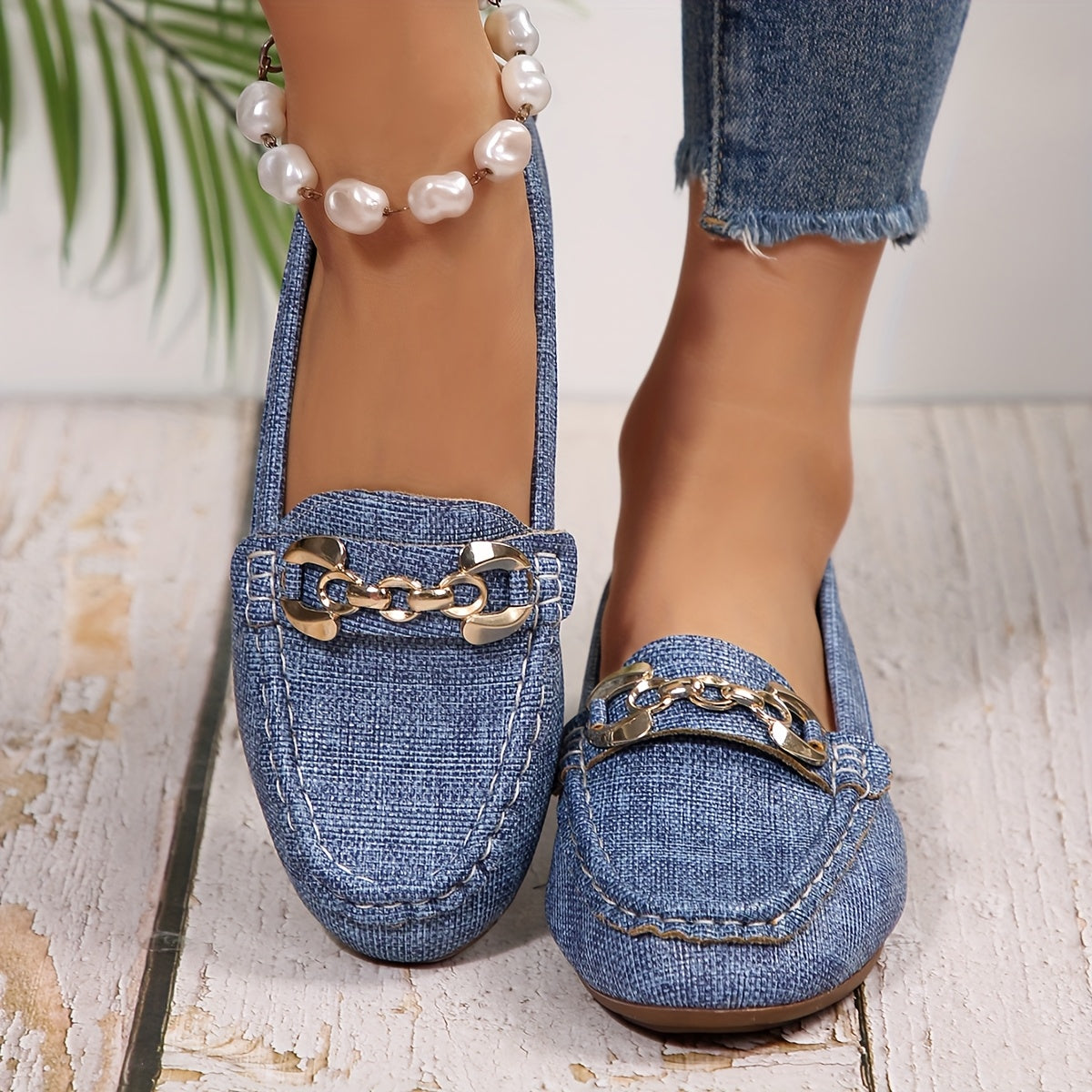 Mocassini Donna Eleganti Stile Casual con Catena Decorativa – Ideali per Uso Quotidiano e Città