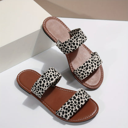 Sandales ouvertes à enfiler femme style décontracté motif léopard urbain