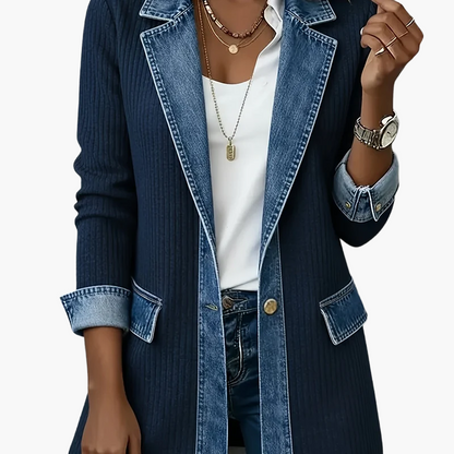 Veste blazer élégante pour femme style urbain chic à revers contrastés