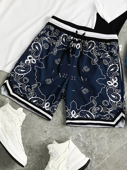 Shorts de sport homme style streetwear imprimé motif bandana – Look urbain tendance