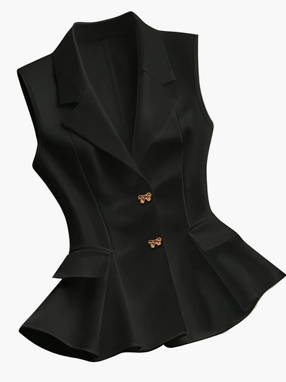 Gilet Blazer Femme Élégant Sans Manches Style Tailleur pour Printemps Été