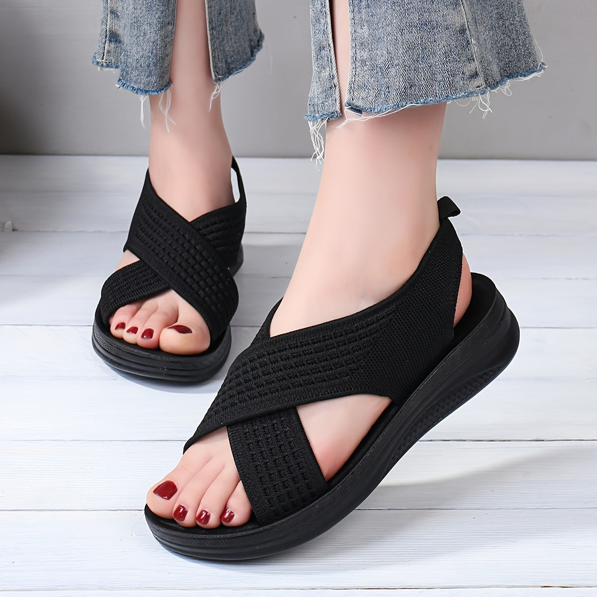 Sandales à bride arrière pour femme, style croisé moderne, confort quotidien