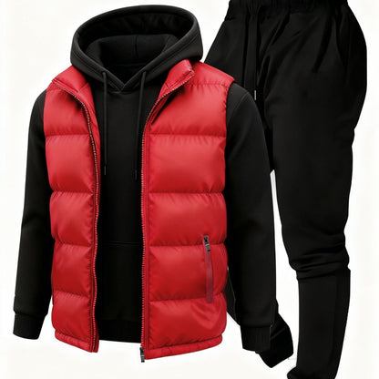Ensemble Homme Survêtement & Gilet Matelassé Zippé à Capuche