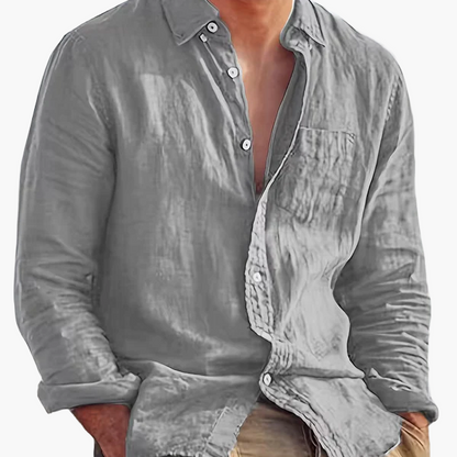 Chemise décontractée pour homme à manches longues style plage – Idéale pour sorties et vacances