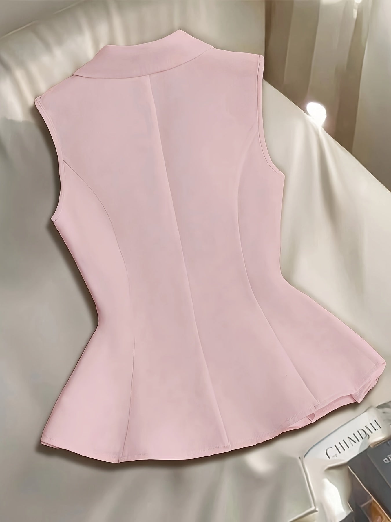 Gilet Blazer Femme Élégant Sans Manches Style Tailleur pour Printemps Été