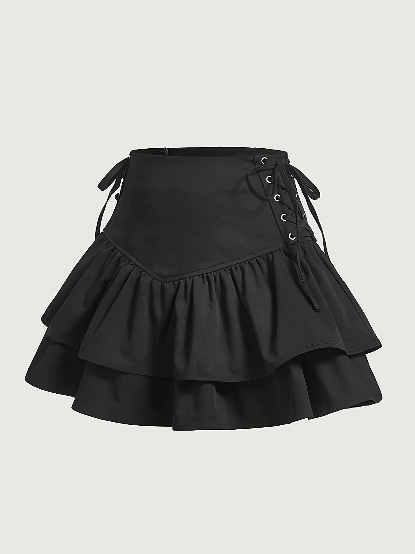 Falda femenina gótica elegante con volantes y corsé con cordones para fiestas y atuendos alternativos