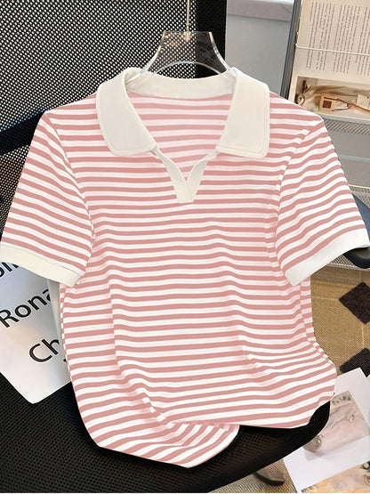 Polo a maniche corte stile preppy da donna – Eleganza casual e fascino senza tempo