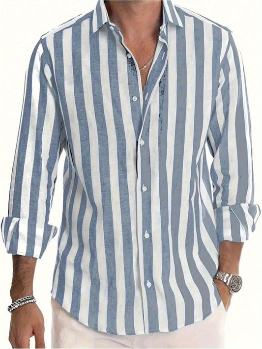Chemise à rayures verticales décontractée pour homme – Style élégant et moderne, idéale pour toutes occasions