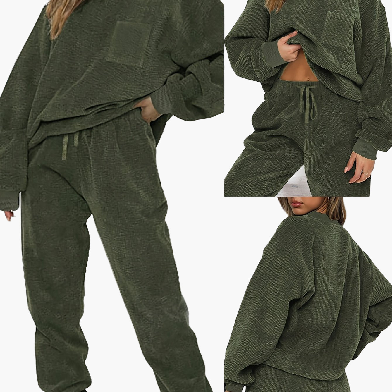 Completo casual da donna stile lounge, tuta due pezzi, ideale per relax e tempo libero
