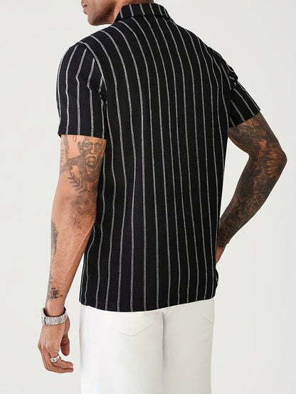 Polo à rayures verticales pour homme, style moderne et polyvalent