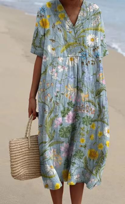 Langes, lässiges Damenkleid im Boho-Stil, ideal für Strand und Sommer