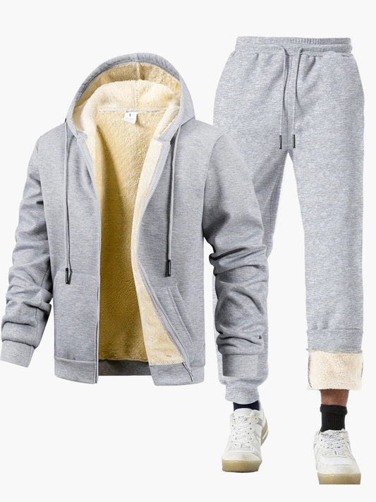 Completo Tuta Uomo Stile Casual Invernale con Cappuccio Foderato